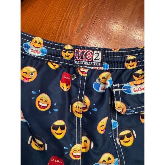 MC 2 Saint Barth Emoji smiley face boys swim trunks size 12 - Picture 9 of 15